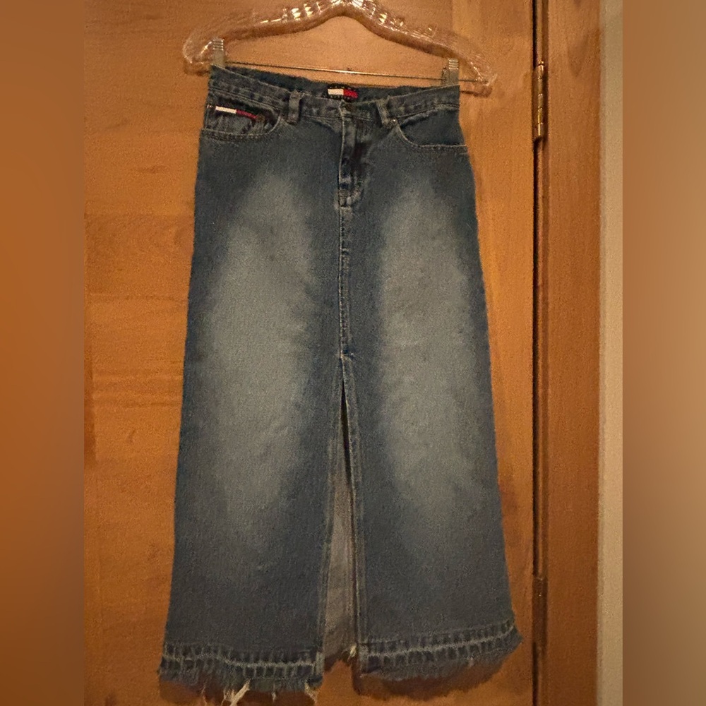 Vintage Tommy Hilfiger Straight Denim Maxi Skirt - Medium Blue